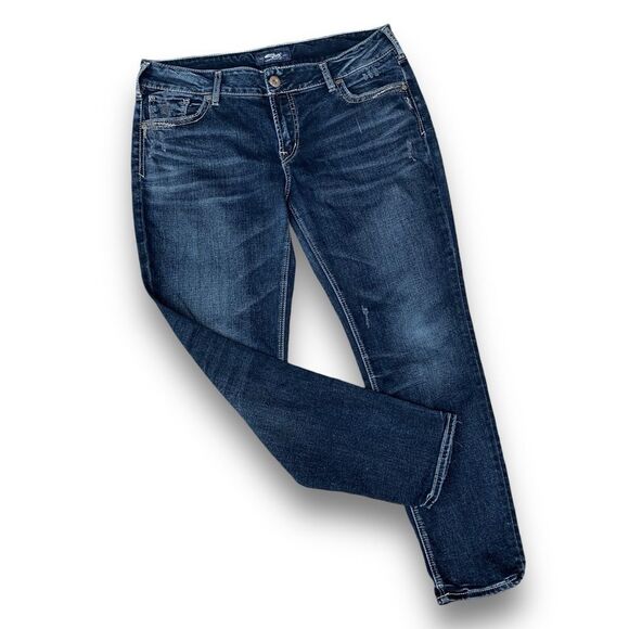 Silver SUKI SKINNY Distressed Destroyed Darker Wash Jeans Women’s W 36 L 29 - Picture 4 of 14